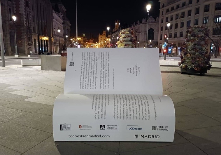 Путешествие Мадрид в Испании. Вот такая необычная скамейка-книга для отдыха